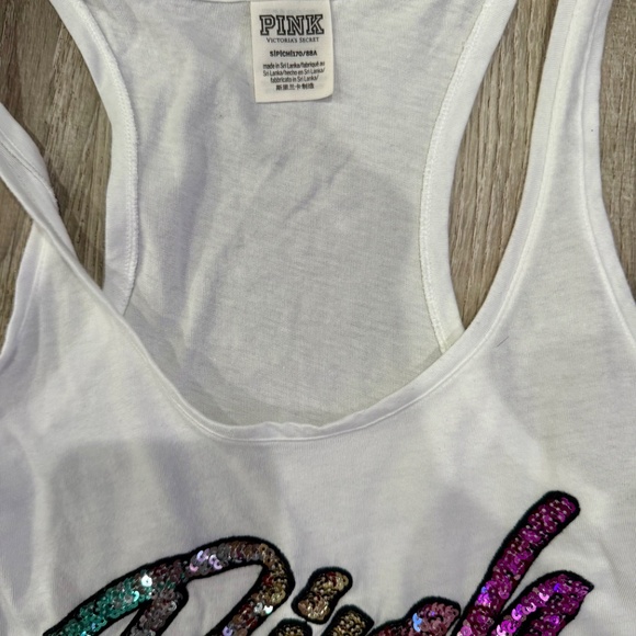 PINK Victoria Secret White Tank Top Women Size S . - Picture 7 of 7